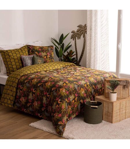 Parure de Lit 3 Pièces Jungle tropical Boudoir 240x220cm Kaki