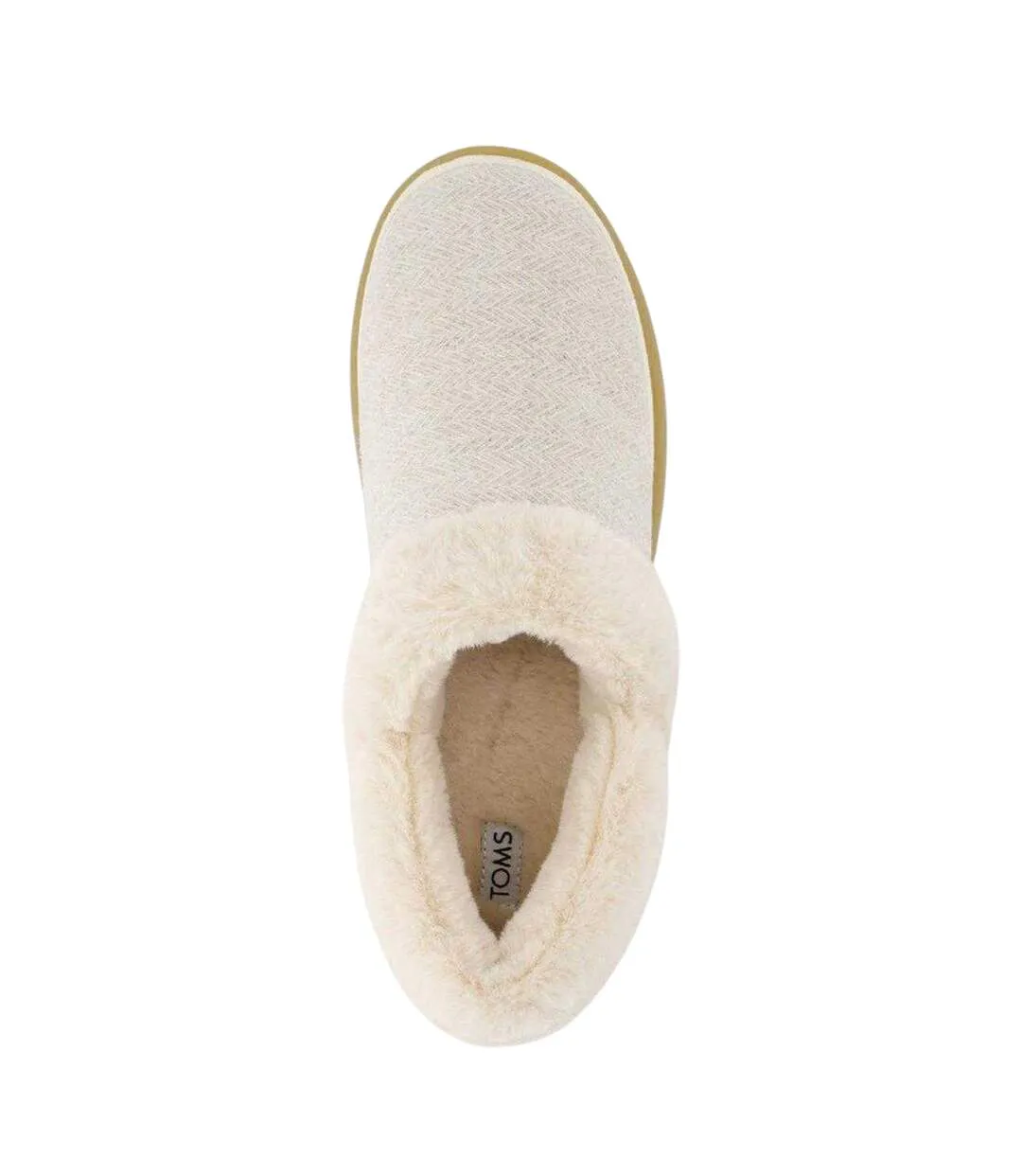 Womens/ladies Oslo Herringbone Faux Fur Lined Slippers Natural Toms-4