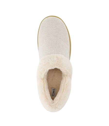 Womens/ladies Oslo Herringbone Faux Fur Lined Slippers Natural Toms
