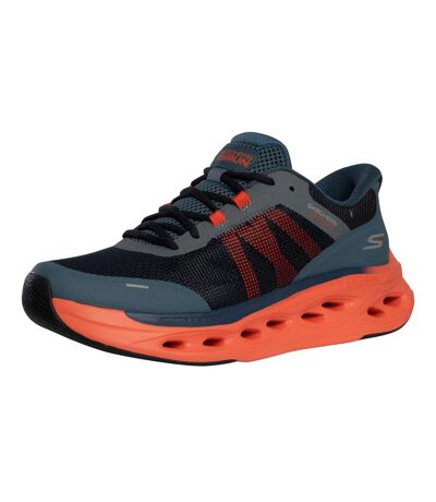Mens max cushioning glide-step trainers navy/orange Skechers