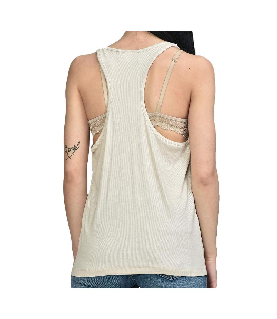 Débardeur beige femme jjxx fleur-2