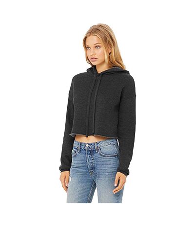 Womens/ladies Cropped Fleece Hoodie Dark Grey Heather Bella + Canvas