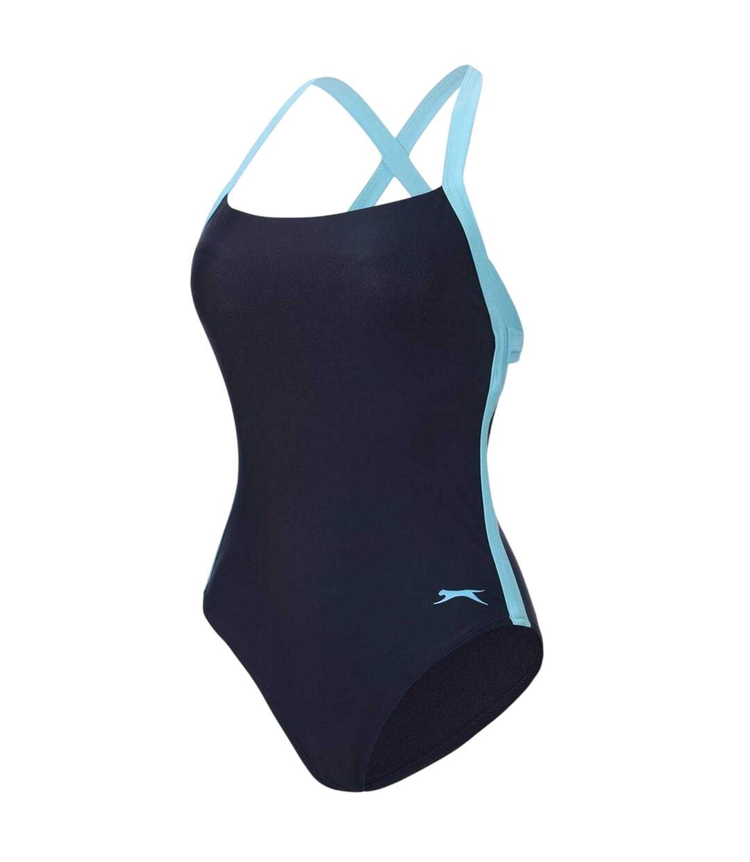 Womens/ladies Tie Up Back One Piece Swimsuit Navy Slazenger-3