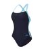 Womens/ladies Tie Up Back One Piece Swimsuit Navy Slazenger-3