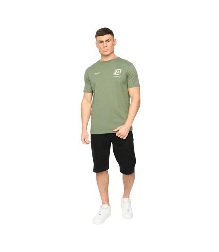 Mens Morville Cotton T-shirt Olive Crosshatch