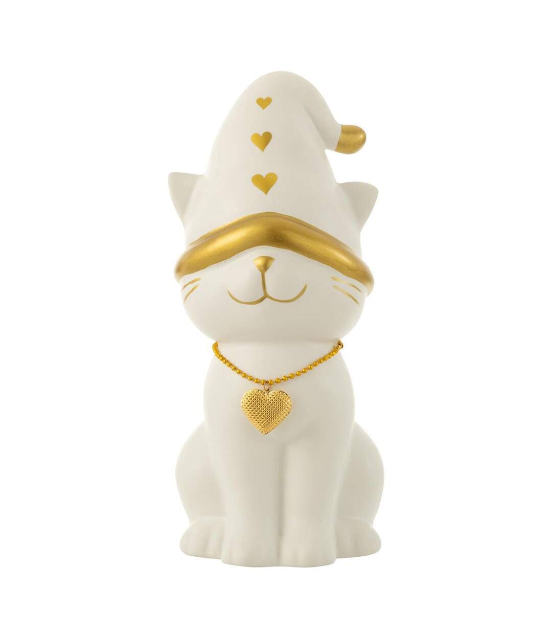 Statuette Déco Chat Cœur 29cm Blanc-1