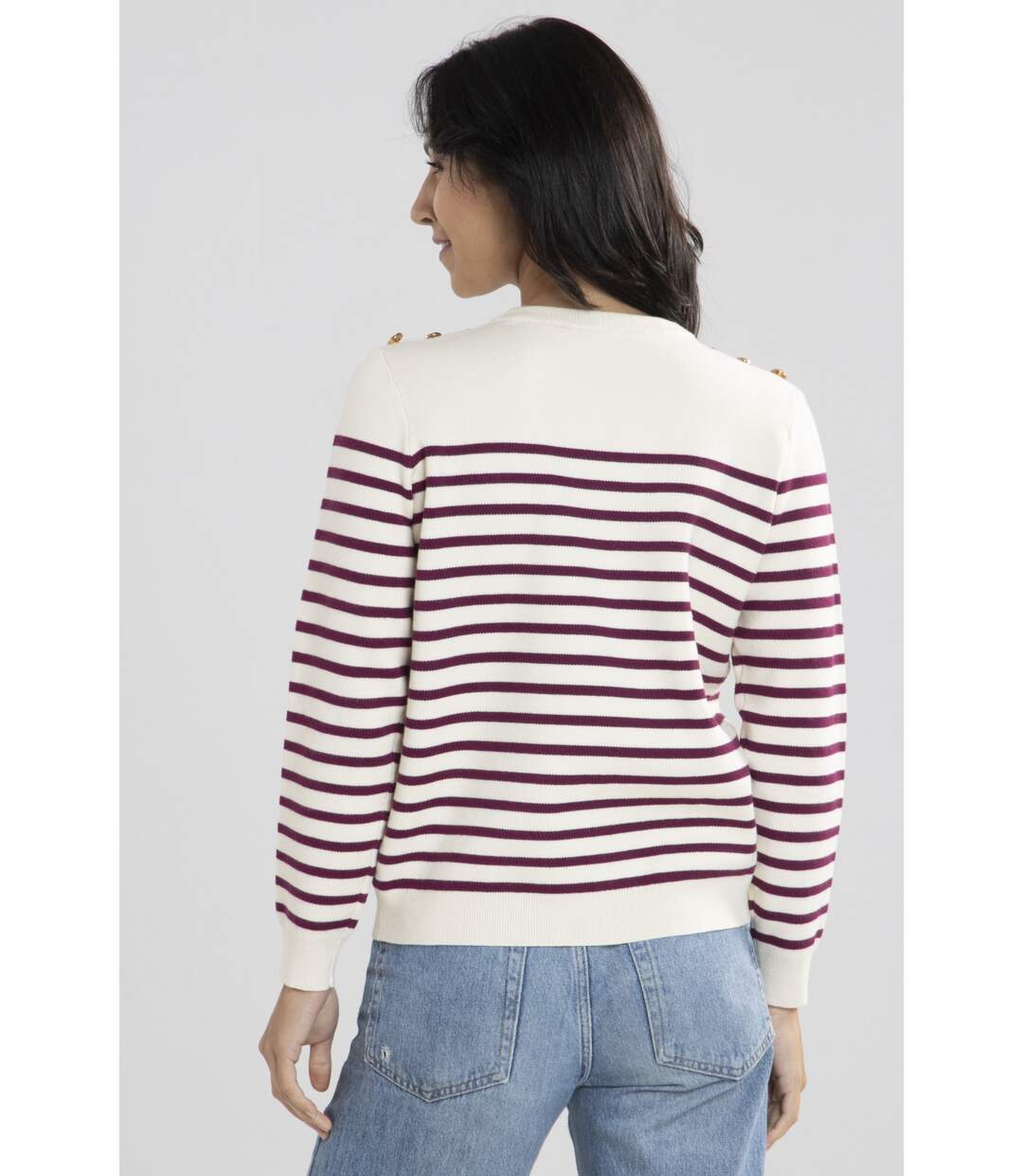 Pull Voile Ecru/Fushia