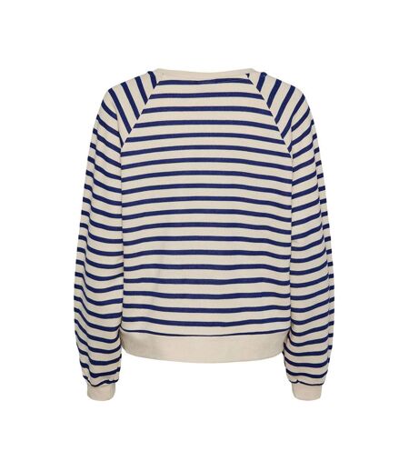 Sweat Marinière Bleu/Ecru Femme Pieces Greta - L