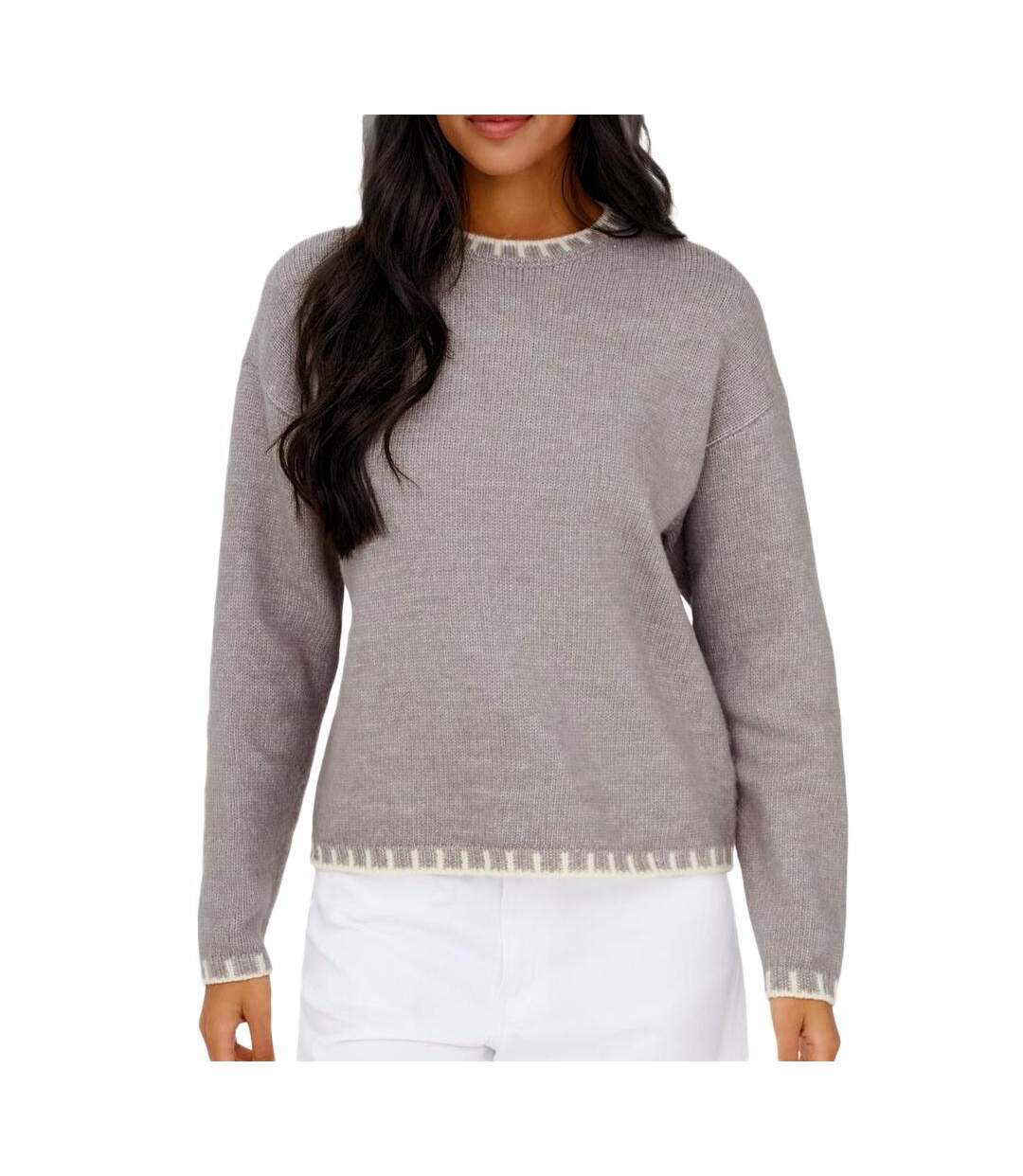 Pull gris clair/beige femme jdy silja-1