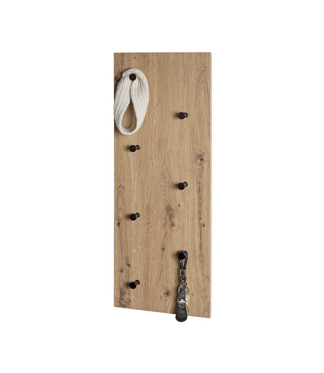 Patère Murale Double Miranda 80cm Chêne & Noir-5