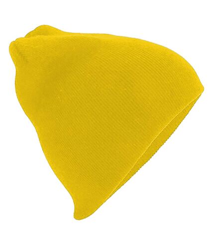 Beechfield Plain Basic Knitted Winter Beanie Hat (Yellow)