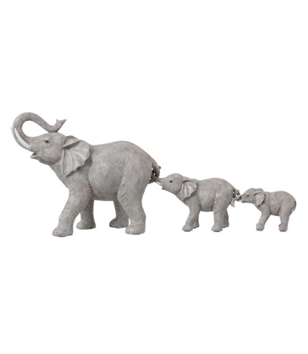 Statuette Déco en Résine 3 Eléphants 57cm Gris-1