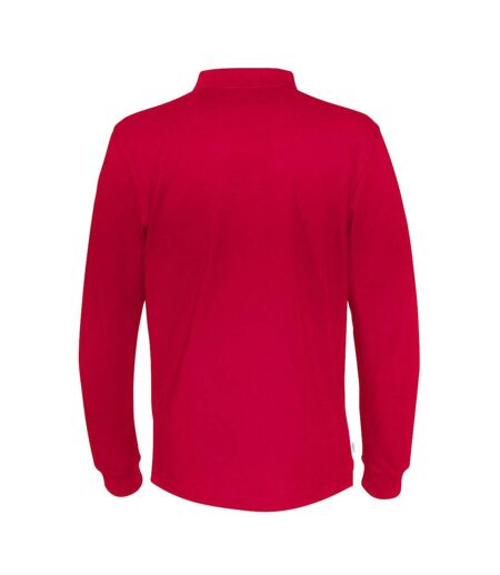 Mens Pique Long-sleeved T-shirt Red Cottover