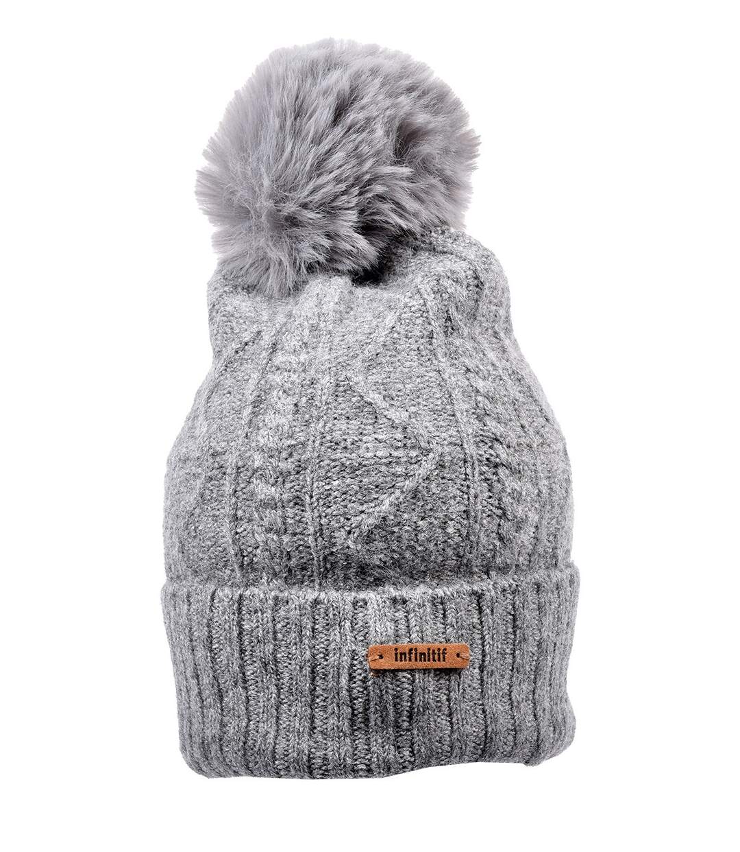 Bonnet Pompon INFINITF Femme 0212 POLAIRE GRIS