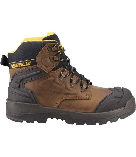 Mens Striver Xl 6 Leather Safety Boots Dark Beige Black Yellow Caterpillar