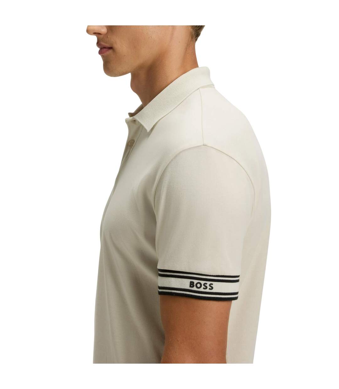 Polo Motif/style Lisse Zone Homme Blanc Boss-4