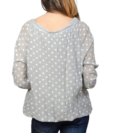 Tunique femme grise manches 3/4 - Motifs imprimés - Style et bien-être