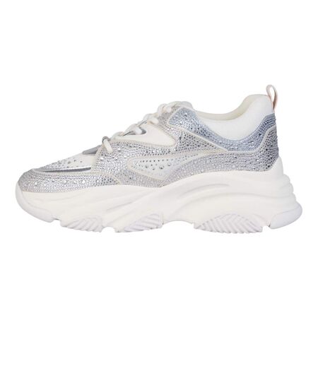 Womens/ladies Privy Embellished Trainers Coin Silver Steve Madden