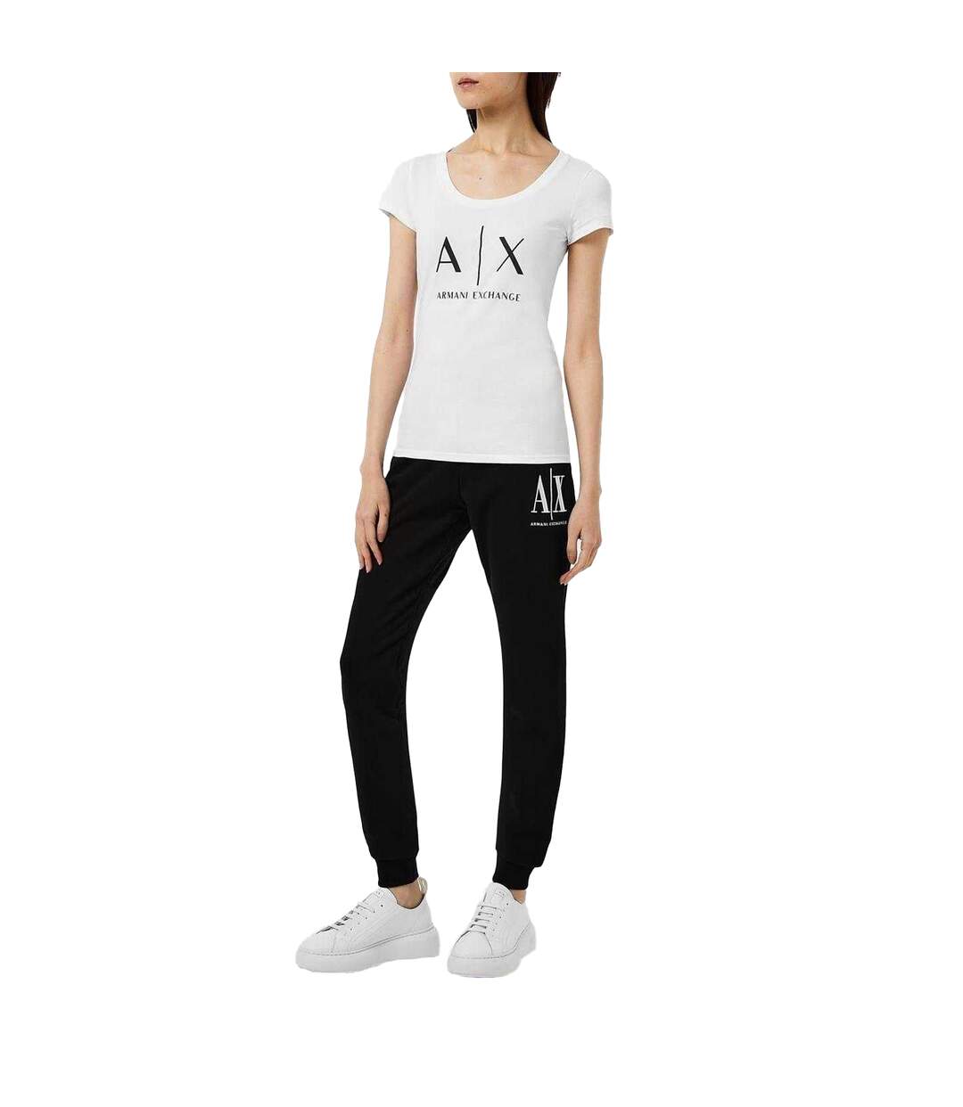 Womens/ladies Cotton Jogging Bottoms Black Armani Exchange-4