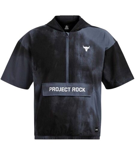 Mens Project Rock Short-sleeved Hoodie Grey Under Armour
