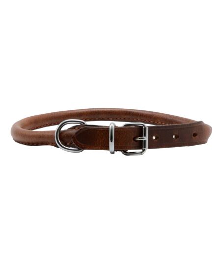 Leather round collar 12 inch brown Ancol