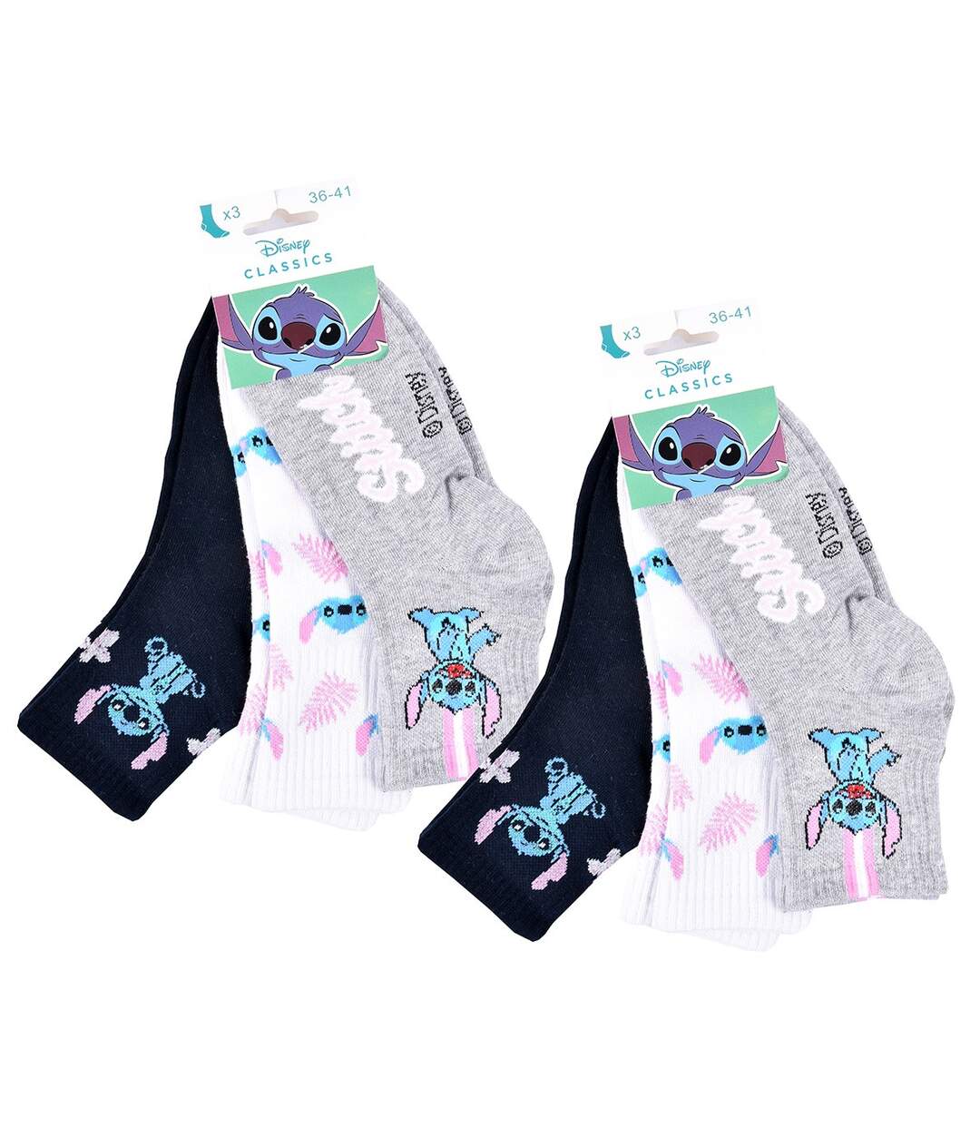 Chaussettes Pack Femme LILO ET STITCH Pack de 6 Paires 1487 QUARTER-3