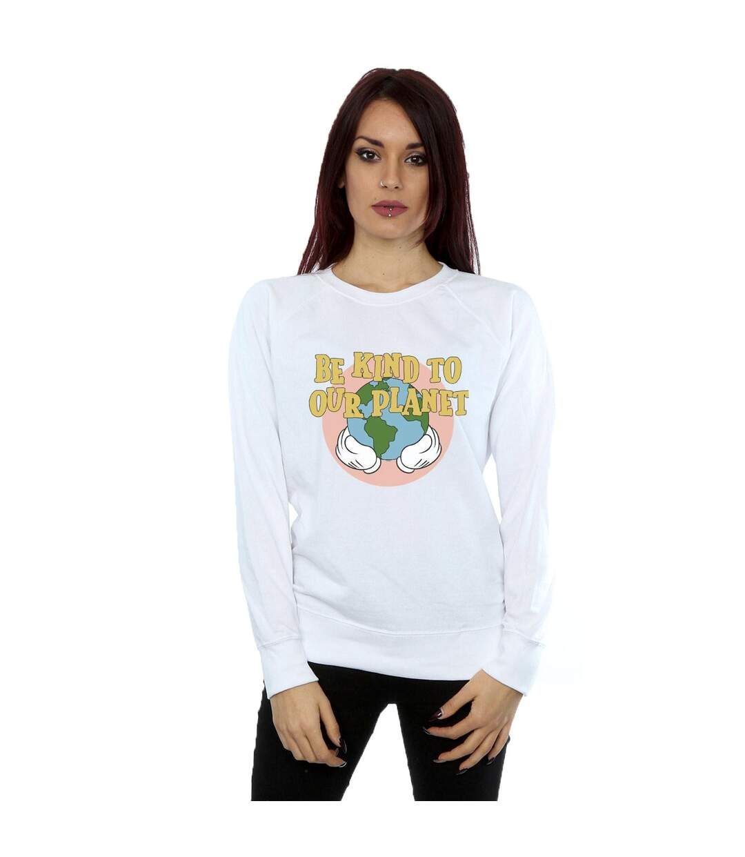 Disney Sweatshirt Womens/Ladies Mickey Mouse Be Kind To Our Planet (Blanc) - UTBI27442-2