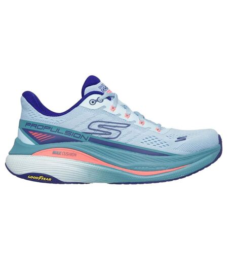 Womens/ladies Max Cushioning Propulsion Trainers Light Blue Navy Skechers