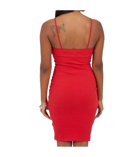 Womens/ladies Sweetheart Sleeveless Mini Dress Red Brave Soul