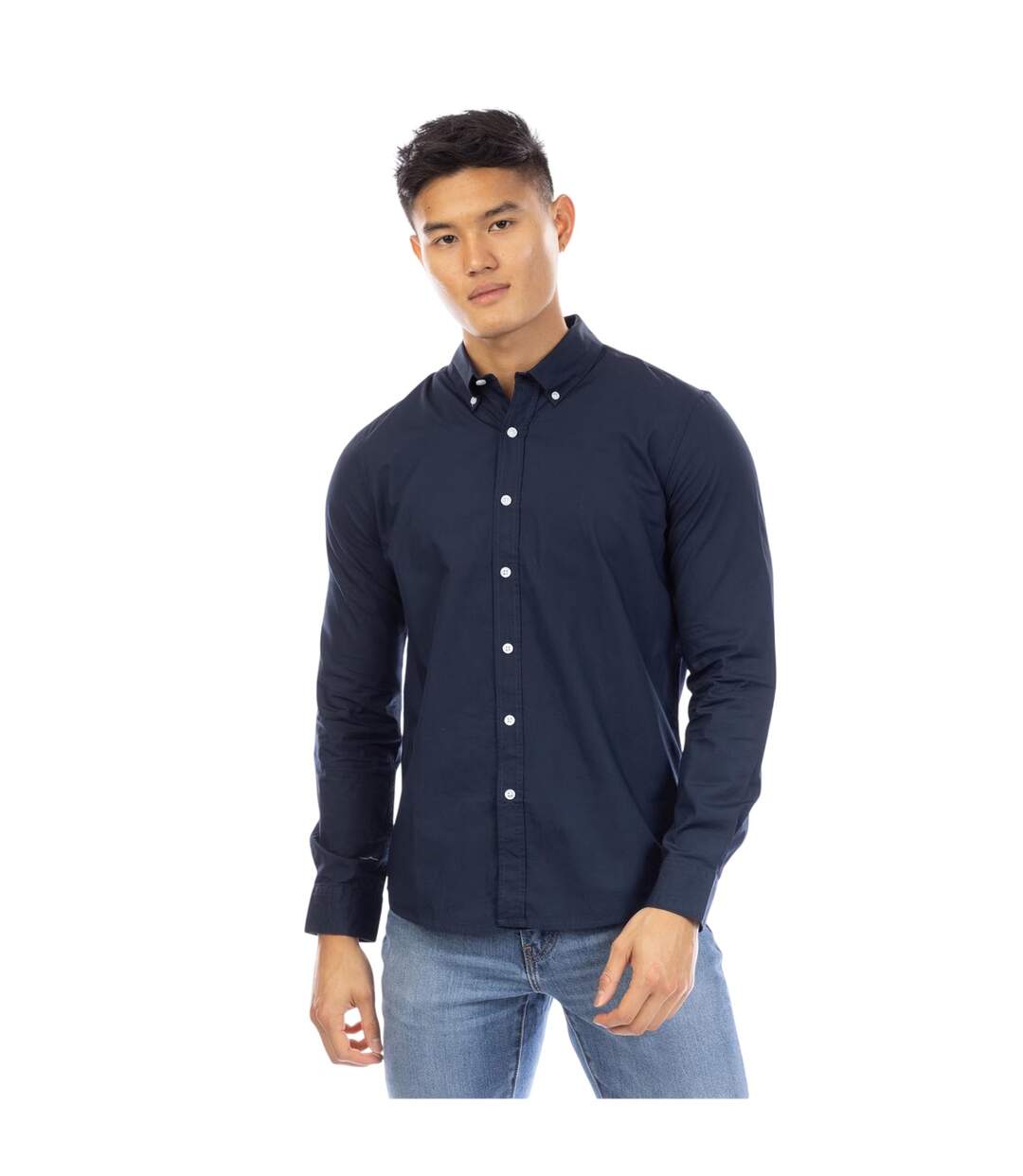 Mens Regular Long-sleeved Shirt Navy Peter Werth-2