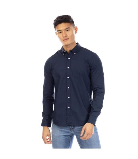 Mens Regular Long-sleeved Shirt Navy Peter Werth