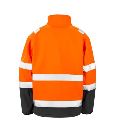 Mens Printable Safety Soft Shell Jacket Fluorescent Orange Black SAFE-GUARD By Result