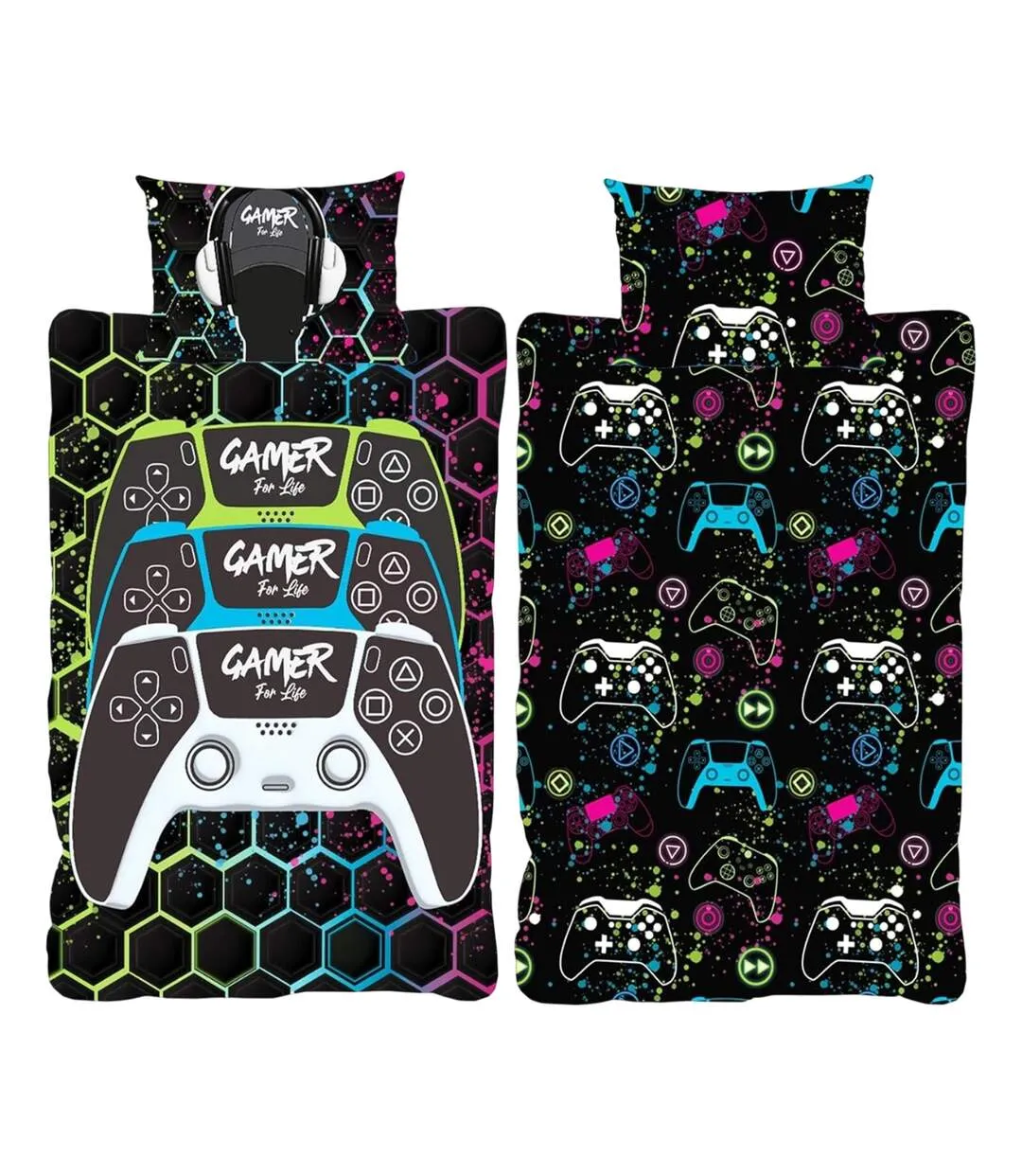 Gamer For Life Graffiti Reversible Duvet Set Multicoloured Floso-1
