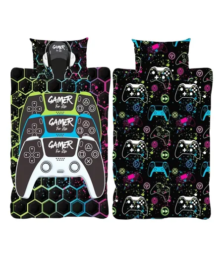 Gamer For Life Graffiti Reversible Duvet Set Multicoloured Floso