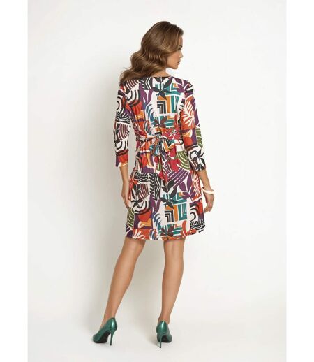 Robe manches 3/4 imprimé ethnique