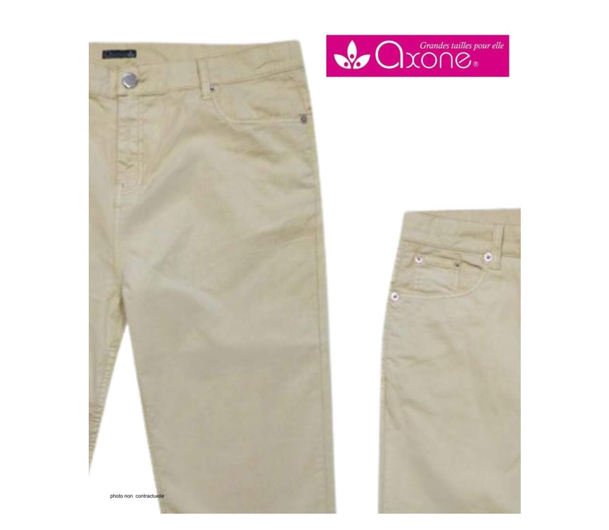 Pantalon 5 poches AXONE Balade - Toile gabardine coton stretch Beige pour une allure lumineuse et confortable-4