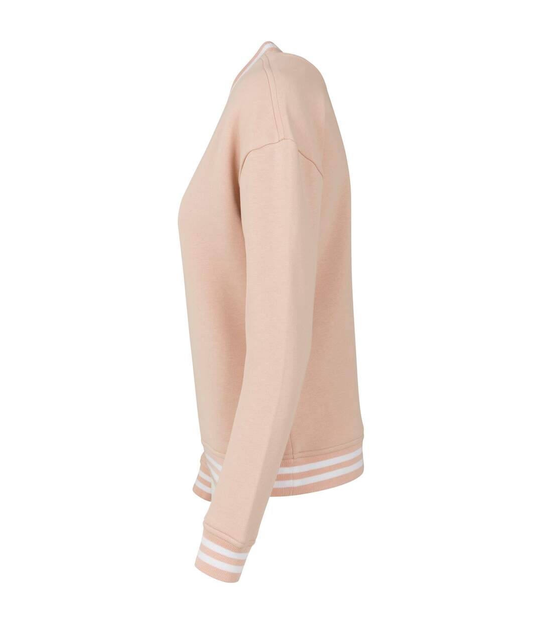 Pull College Femme Rose Clair Blanc Build Your Brand-4