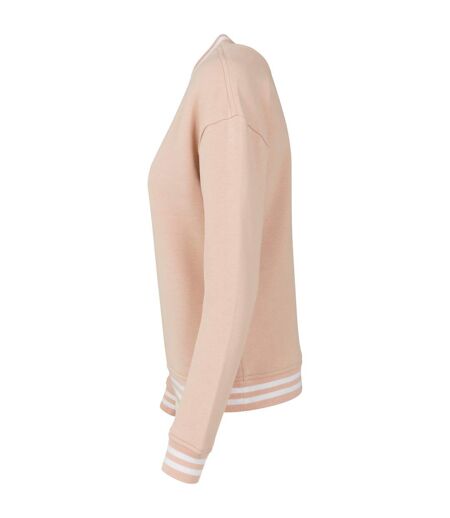 Pull College Femme Rose Clair Blanc Build Your Brand
