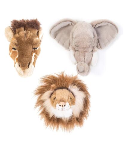 Peluche trophée mini set de 3 petites têtes Safari