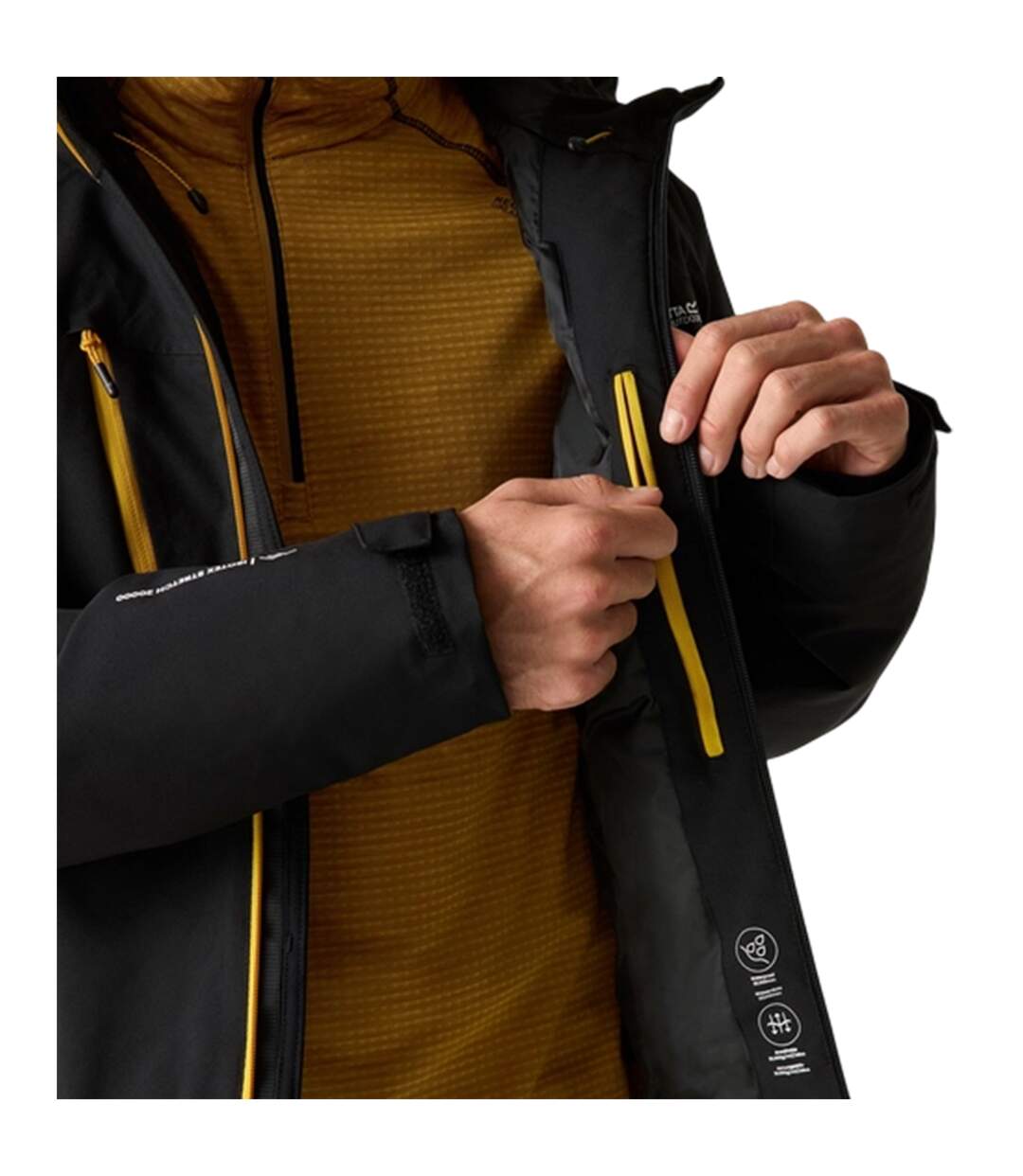 Mens Highton Two Tone Waterproof Stretch Insulated Jacket Black Sunset Regatta-4