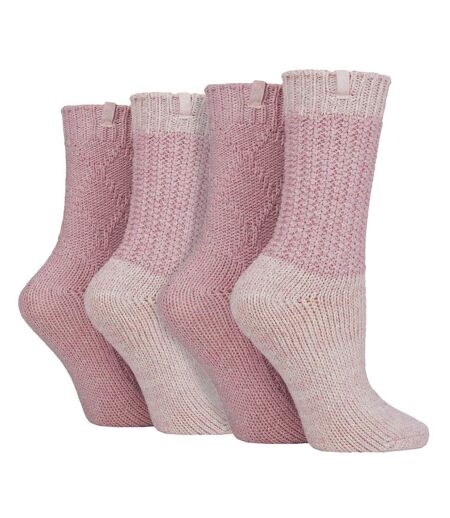 Ladies 4 Pack Wool Boot Socks | Casual Cable Knit Socks for Winter
