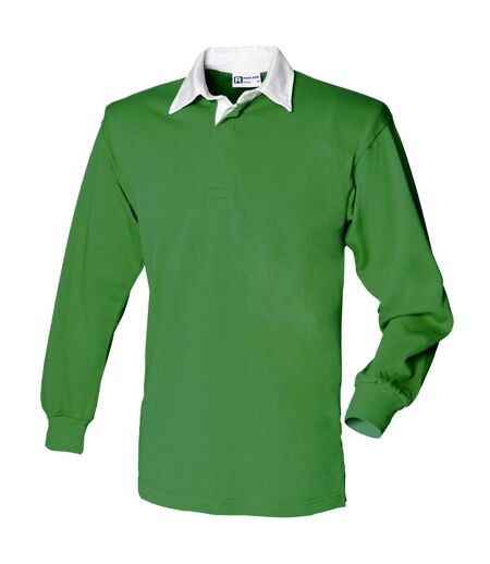 Front Row Long Sleeve Classic Rugby Polo Shirt (Bright Green/White)