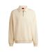 Mens Darasail Logo Zip Neck Sweatshirt Beige Hugo-1