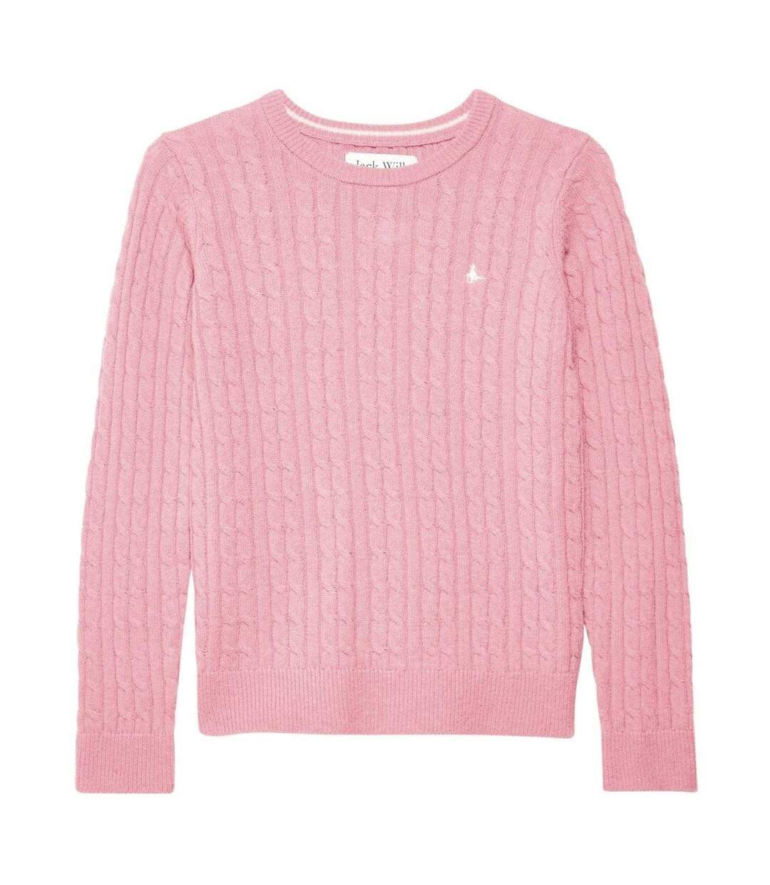 Pull Manches Longues Motif/style Maille Torsadée Tinsbury Femme Rose Jack Wills-1