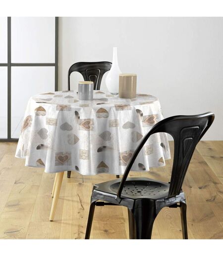Nappe Ronde Imprimé Delicia 160cm Taupe