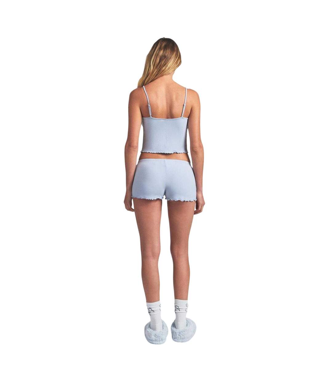 Ensemble De Pyjama Motif/style Volanté Femme Bleu Zen Skims-3