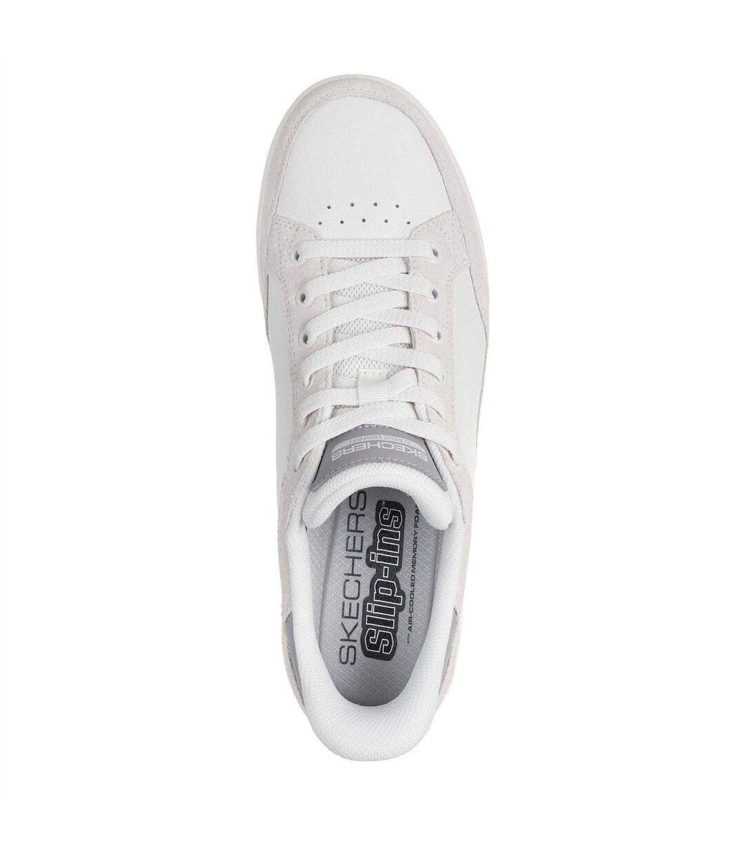 Mens Leather Flat Trainers Off White Skechers-4