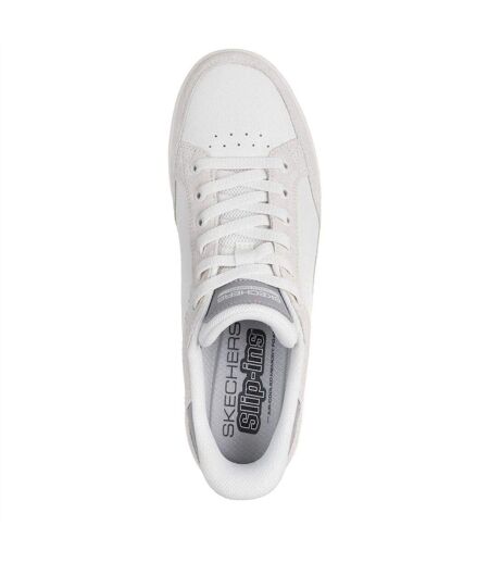 Mens Leather Flat Trainers Off White Skechers