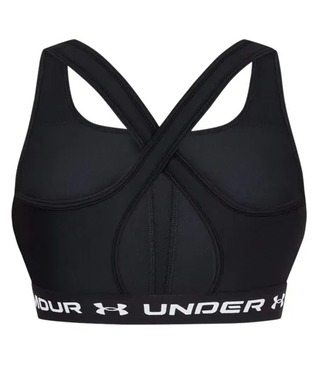 Womens/ladies Medium Impact Sports Bra Black White Under Armour