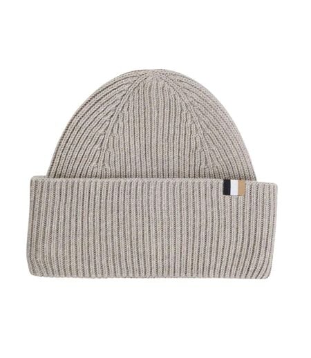 Laura Plain Ribbed Beanie Grey Boss